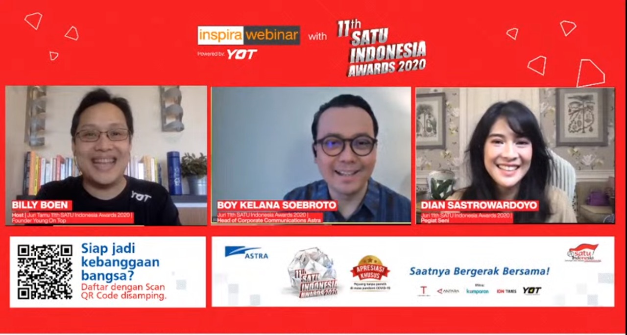 SATU Indonesia Awards 2020 Gelar Diskusi Anak Muda dan Inspiratif, Terbaik Untuk Bangsa melalui Webinar
